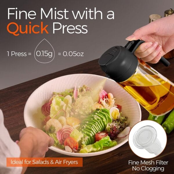 16oz/470ml Glass Olive Oil Sprayer for Cooking with Stickers