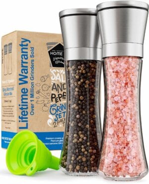 Home EC Premium Stainless Steel Sea Salt and Pepper Grinder Set of 2